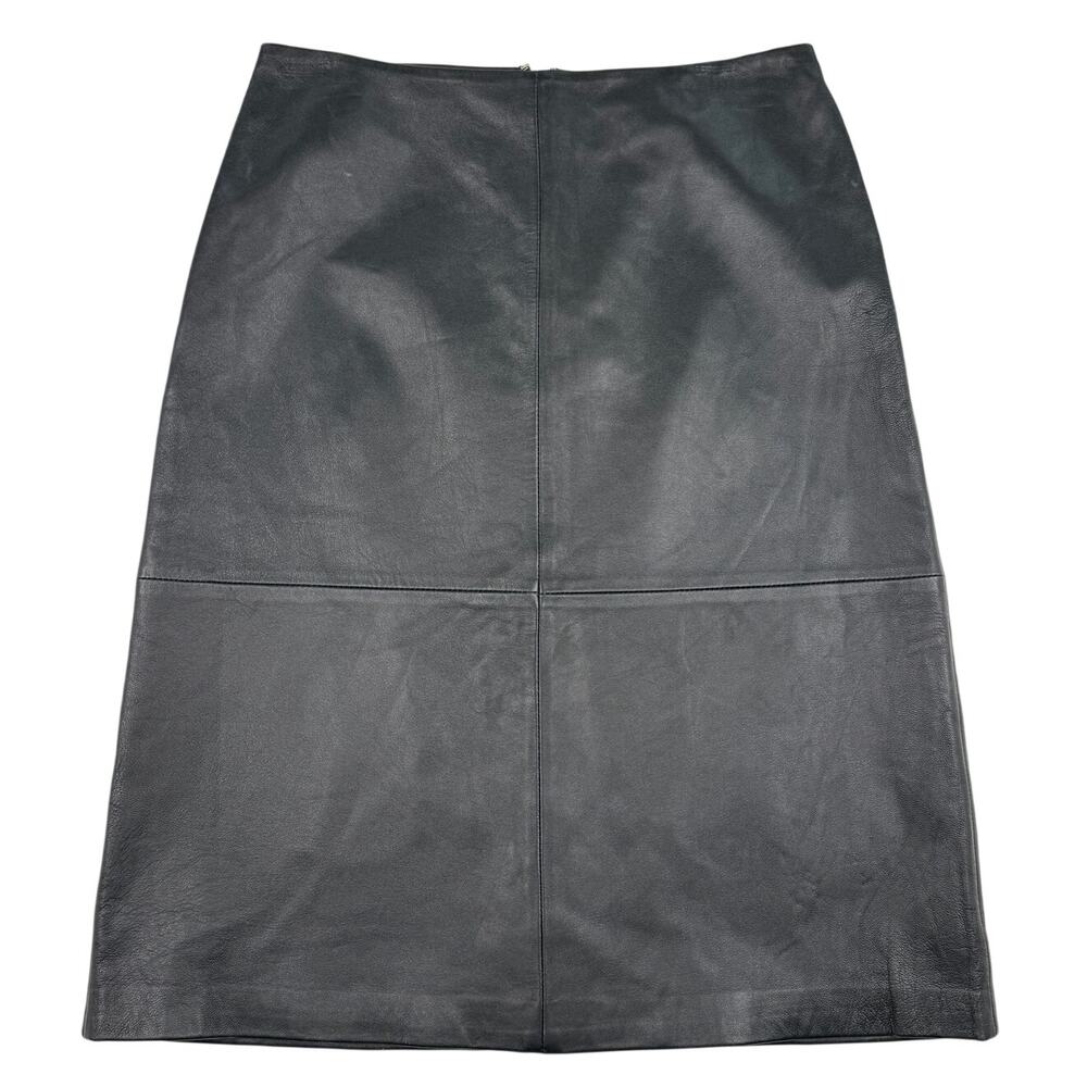 GAP Genuine Leather Pencil Skirt Size 4 Black Y2K Minimalist Vintage 2000